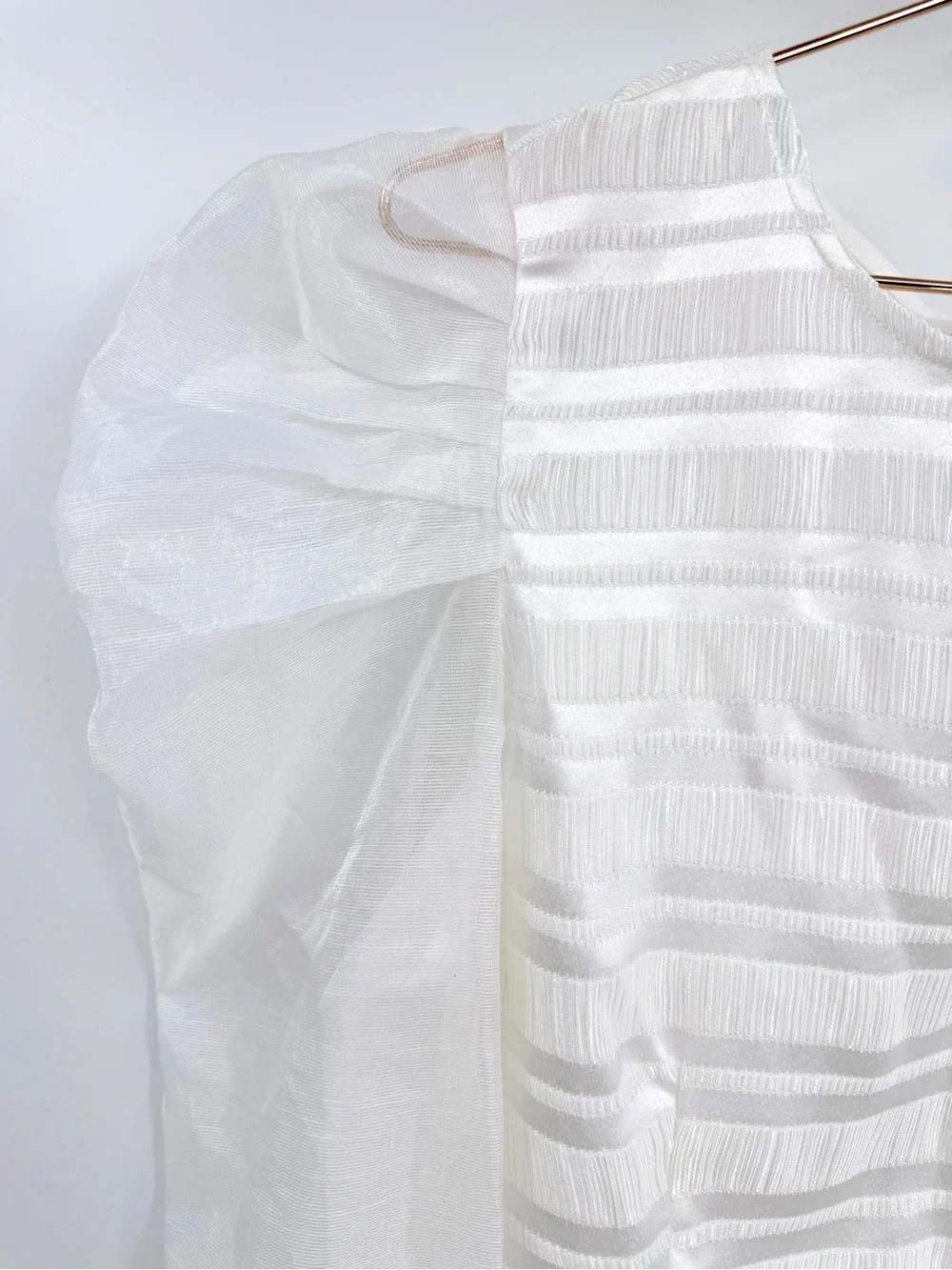 DOLAN Anthropologie White Textured Puff Sleeve Blouse Size L NWT